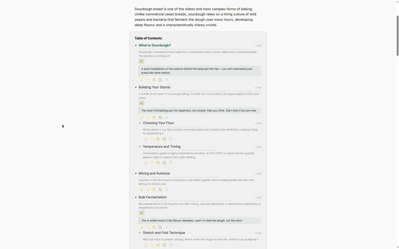 Block sidebar in the editor (heading levels, layout, Reading Guide)